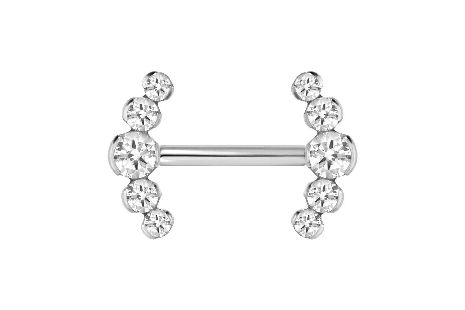 Titan Barbell Piercing mit Push Fit 5 KRISTALLE